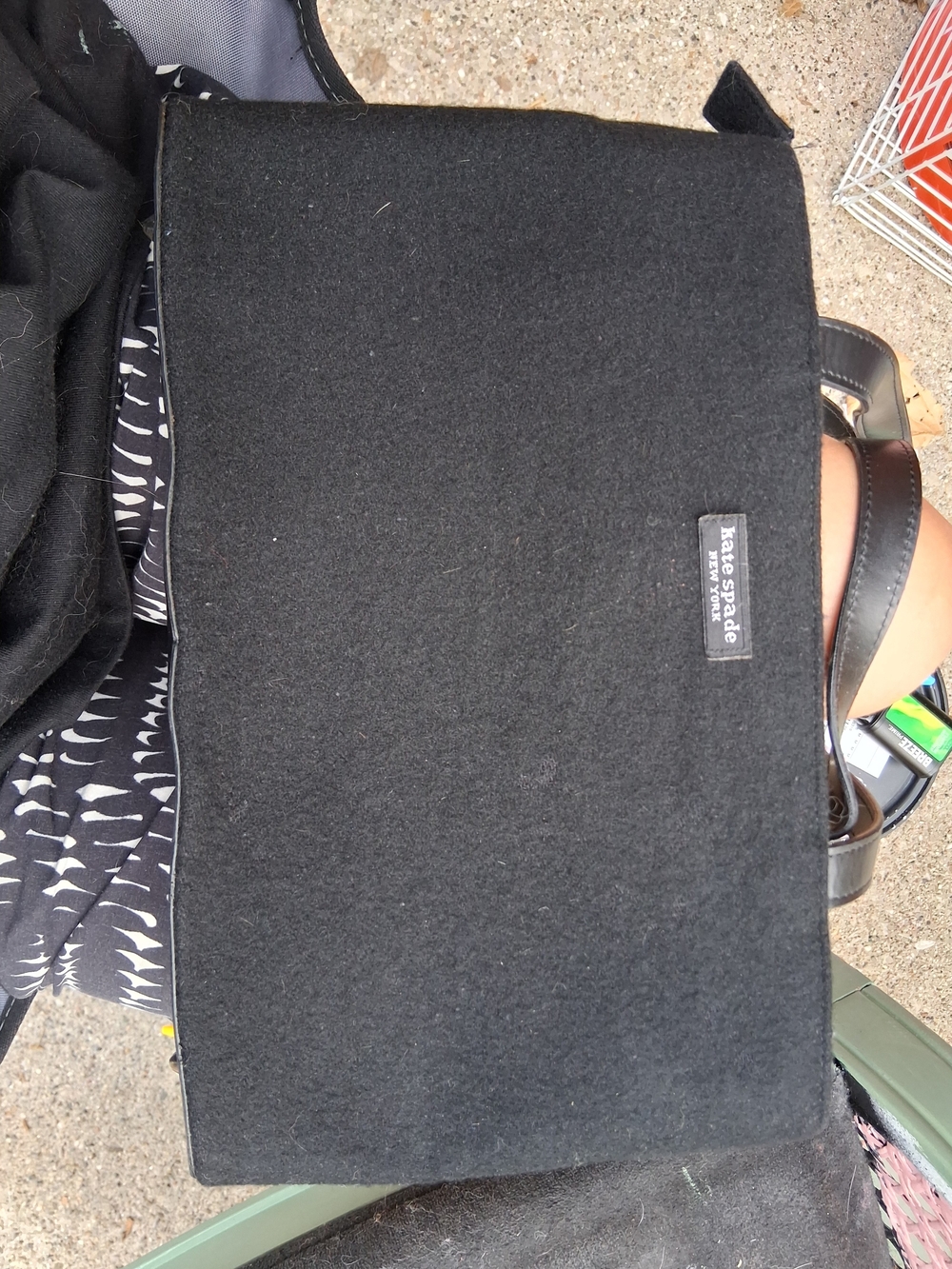Kate Spade Black Felt Laptop Messenger Bag